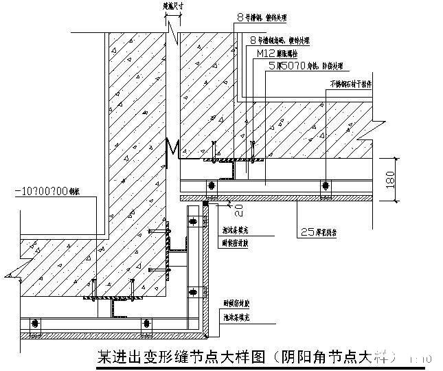 进出变形缝（阴阳角）大样节点构造详图 - 1