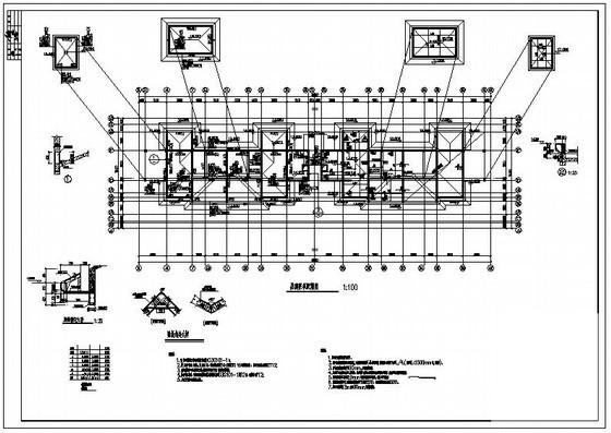 4层框架结构公司综合楼结构设计CAD施工图纸(平面布置图) - 3