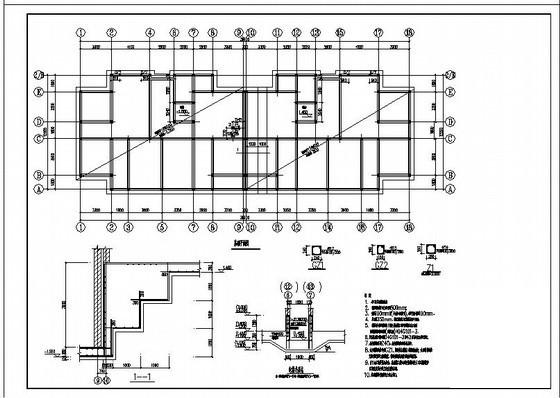 5层筏形基础框架结构住宅楼结构设计CAD施工图纸 - 1