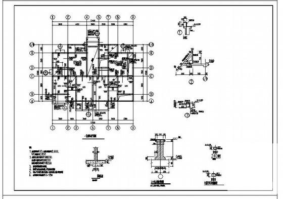5层筏形基础框架结构住宅楼结构设计CAD施工图纸 - 2