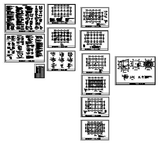 3层框架结构会所结构设计CAD施工图纸(平面布置图) - 1