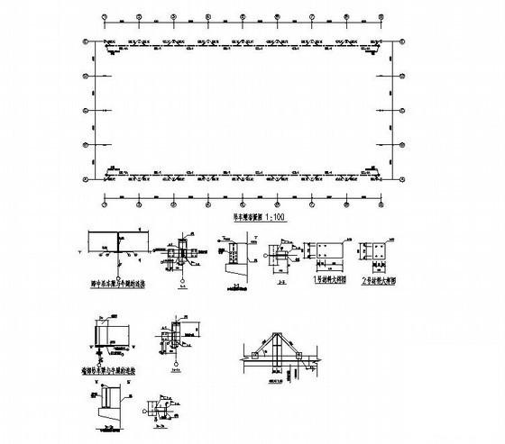 带吊车跨度24m单层门式刚架厂房结构设计CAD图纸(基础平面图) - 2