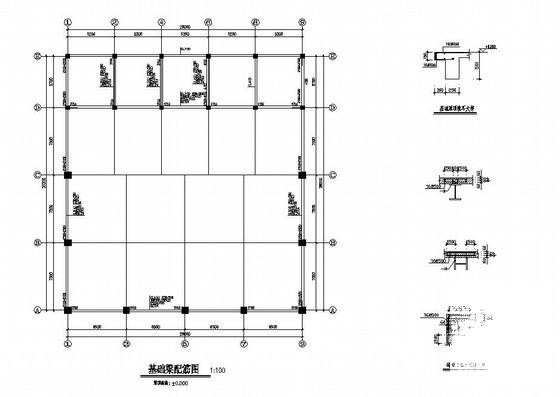 跨度26米单层钢结构厂房结构CAD施工图纸（7度抗震）(基础梁配筋) - 2