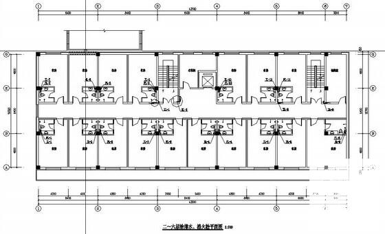 6层综合办公楼给排水、采暖CAD施工图纸(消火栓系统图) - 1