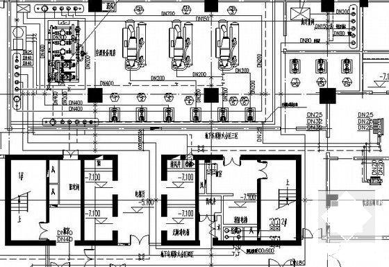 四万平27层商务大厦暖通CAD施工图纸（地下1层，）(压缩式冷水机组) - 4