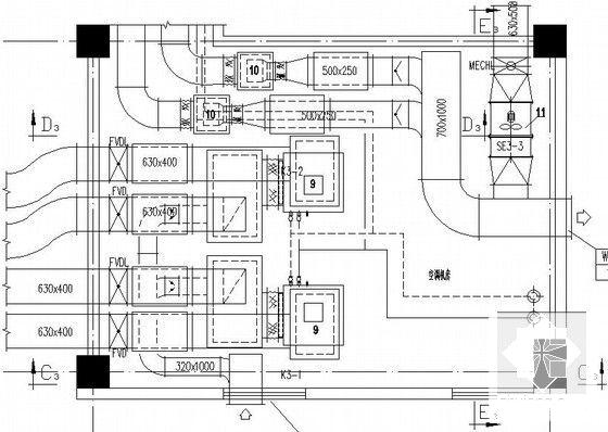 三万平学院11层教学楼中央空调设计CAD施工图纸(地下1层，)(压缩式冷水机组) - 4