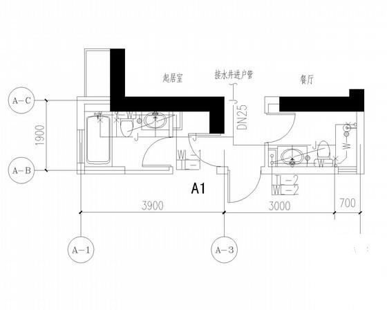 32层商住楼给排水CAD施工图纸(卫生间大样图) - 3