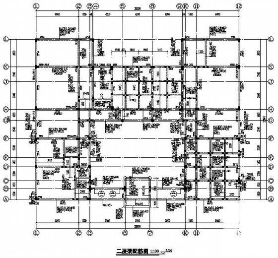 3层框架结构四合院结构CAD施工图纸(平面布置图) - 2