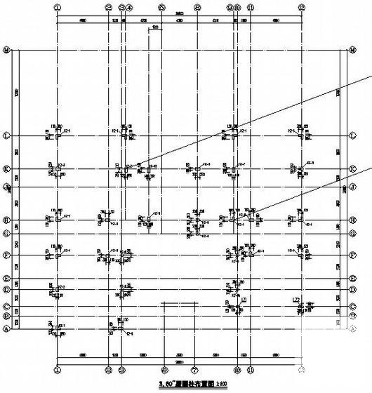 3层框架结构四合院结构CAD施工图纸(平面布置图) - 3