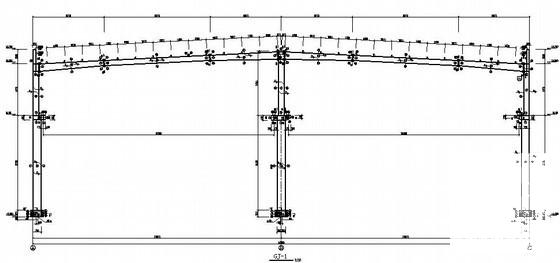 6度抗震两跨带吊车轻钢厂房结构CAD施工图纸(平面布置图) - 4