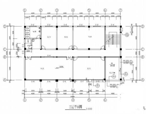 3层框架结构服务中心办公楼结构图纸（东西两栋及建筑图纸） - 4