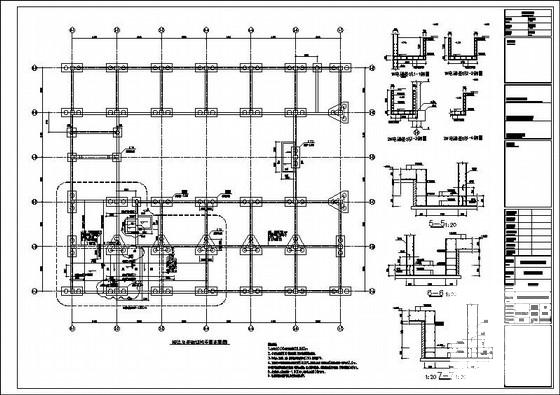 6层条形基础框架结构研发中心办公楼结构CAD施工图纸（7度抗震） - 3