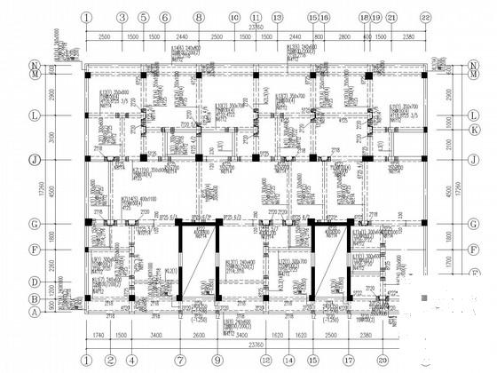 六度区6层底框住宅楼结构CAD施工图纸(基础平面图) - 1