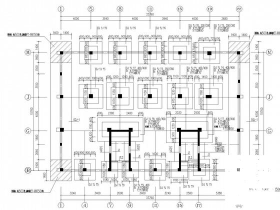 六度区6层底框住宅楼结构CAD施工图纸(基础平面图) - 2