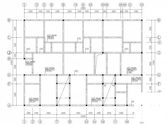 六度区6层底框住宅楼结构CAD施工图纸(基础平面图) - 3