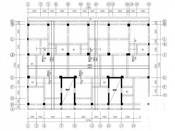 六度区6层底框住宅楼结构CAD施工图纸(基础平面图) - 4