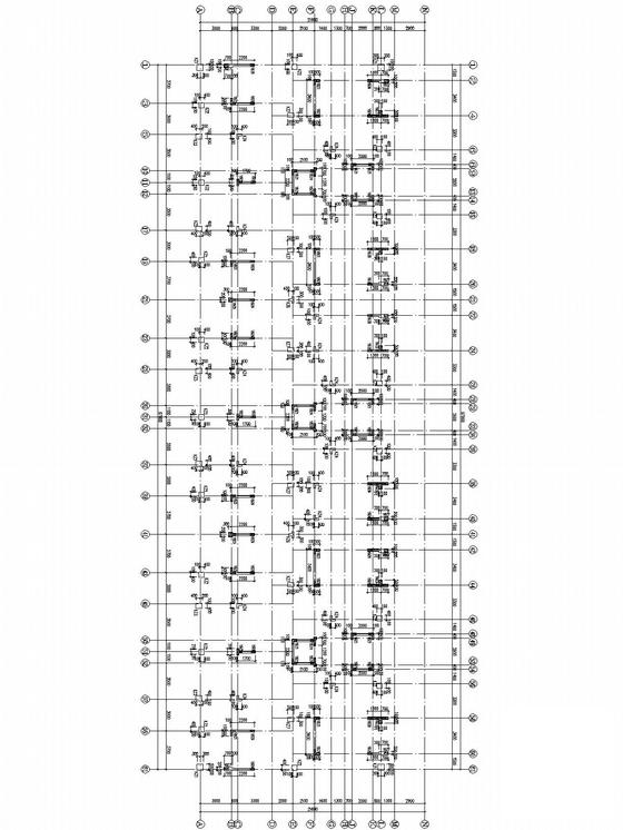 8层异形柱筏形基础框剪结构住宅楼结构CAD施工图纸(平面布置图) - 4