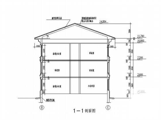 上3层行政办公楼建筑方案设计CAD图纸（欧陆风格）(屋顶平面图) - 2