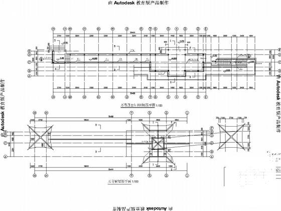 框架结构廊子建筑及结构CAD图纸 - 4