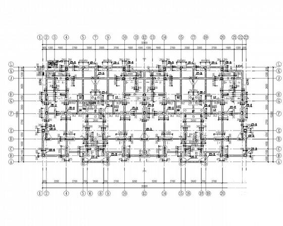 5层框架-抗震墙筏形基础住宅楼结构CAD施工图纸（两套） - 2