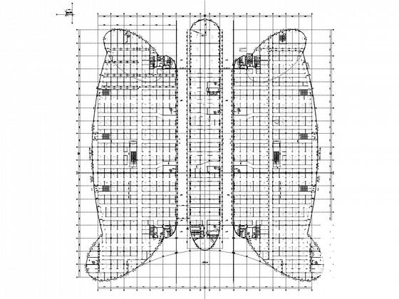 蝴蝶造型财富中心5层框架建筑结构CAD施工图纸(地下室平面图) - 1