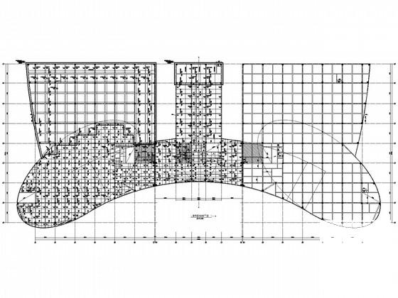 蝴蝶造型财富中心5层框架建筑结构CAD施工图纸(地下室平面图) - 3