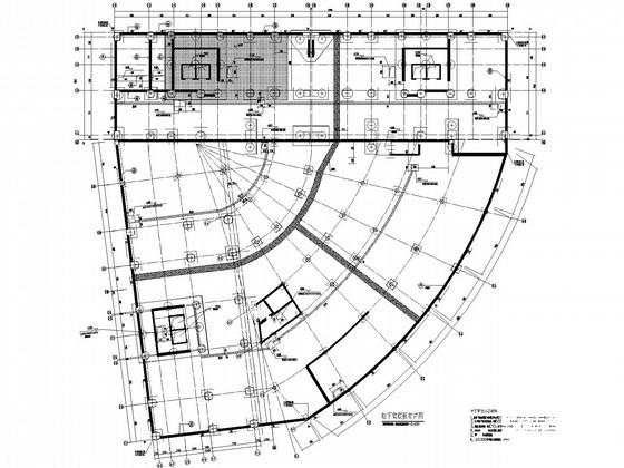 34层框剪综合办公楼结构CAD施工图纸（桩基础）(平面布置图) - 1