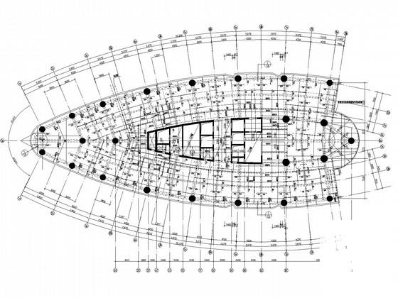 29层圆弧形框筒公寓式写字楼结构CAD施工图纸 - 3