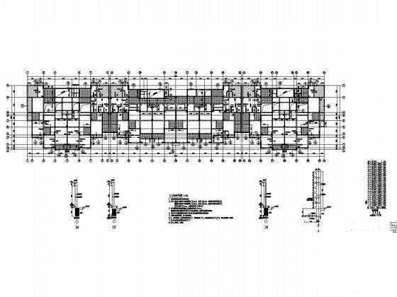 18层框架剪力墙结构CAD施工图纸（地下1层、筏板基础） - 4