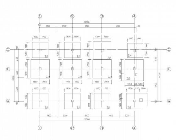 6层独立基础异形柱框架住宅楼结构CAD施工图纸（7度抗震）(平面布置图) - 1