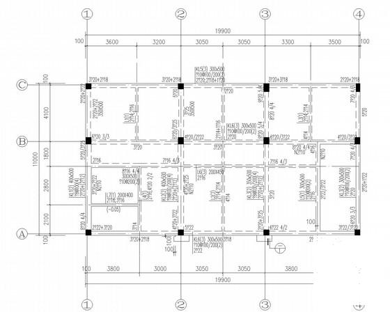 6层独立基础异形柱框架住宅楼结构CAD施工图纸（7度抗震）(平面布置图) - 3
