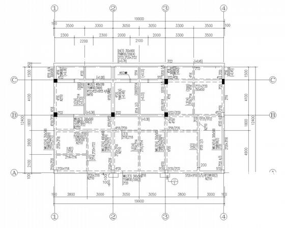 6层独立基础异形柱框架住宅楼结构CAD施工图纸（7度抗震）(平面布置图) - 4