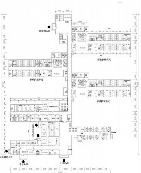 3层300床规模精神卫生专科医院建筑方案设计图纸（面积17121平米） - 1