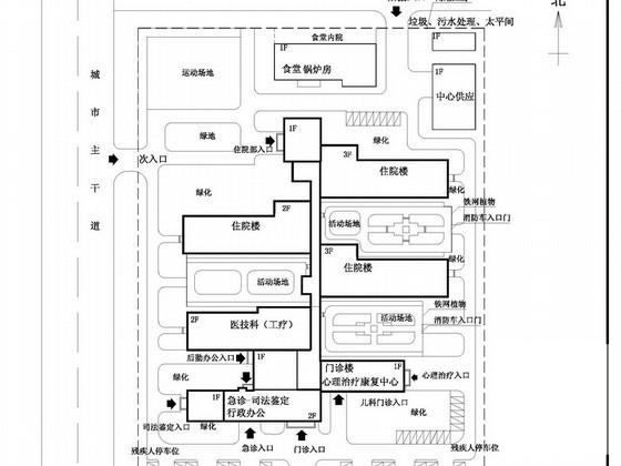 3层300床规模精神卫生专科医院建筑方案设计图纸（面积17121平米） - 3