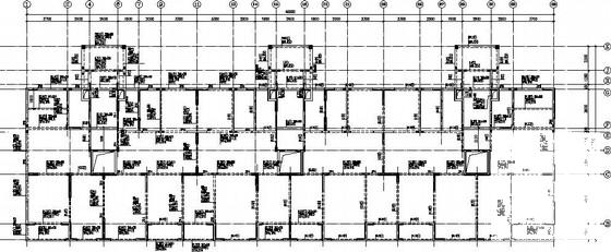 11层条形基础剪力墙住宅楼结构CAD施工图纸（7度抗震）(平面布置图) - 1