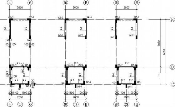 11层条形基础剪力墙住宅楼结构CAD施工图纸（7度抗震）(平面布置图) - 3