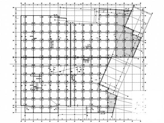 地下3层板柱结构地下车库结构CAD施工图纸(无粘结预应力) - 1