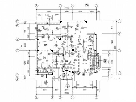 2层框架结构别墅结构CAD施工图纸(基础平面图) - 3