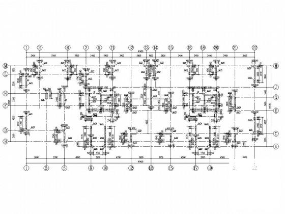 16层桩基础框剪结构住宅楼结构CAD施工图纸（6度抗震）(平面布置图) - 1