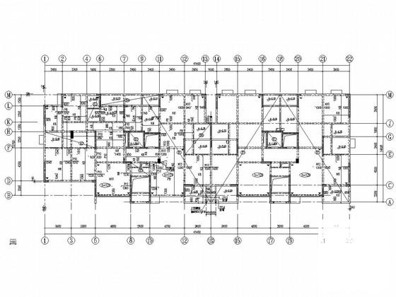 16层桩基础框剪结构住宅楼结构CAD施工图纸（6度抗震）(平面布置图) - 4