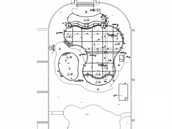 ]U型景观泳池结构CAD施工图纸 - 1