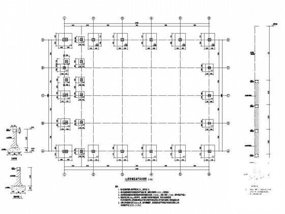8度抗震单层钢结构置景棚结构CAD施工图纸（独立基础） - 1