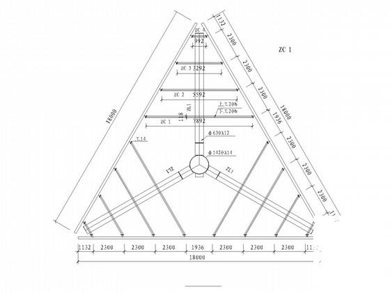 24米高轻钢结构三面体广告牌结构CAD施工图纸（桩基础） - 2