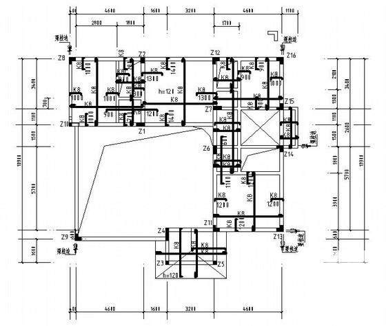 框架结构别墅CAD施工图纸（3层独立基础）(平面布置图) - 1