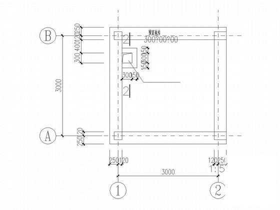 七个剪力墙结构废水监测站结构CAD施工图纸(平面布置图) - 2