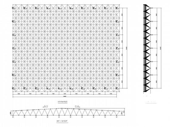 64.8米跨空间网架结构单层厂房结构CAD施工图纸(平面布置图) - 2