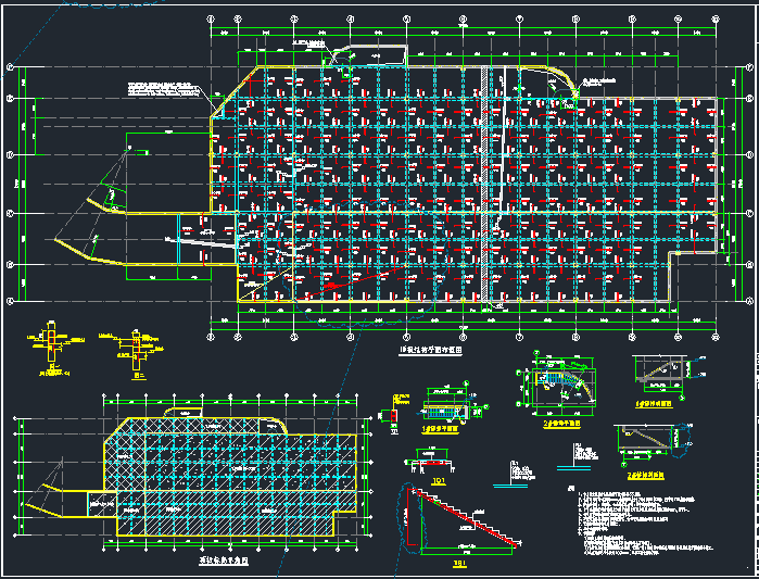 地下单层框架结构独立车库结构CAD施工图纸 - 1