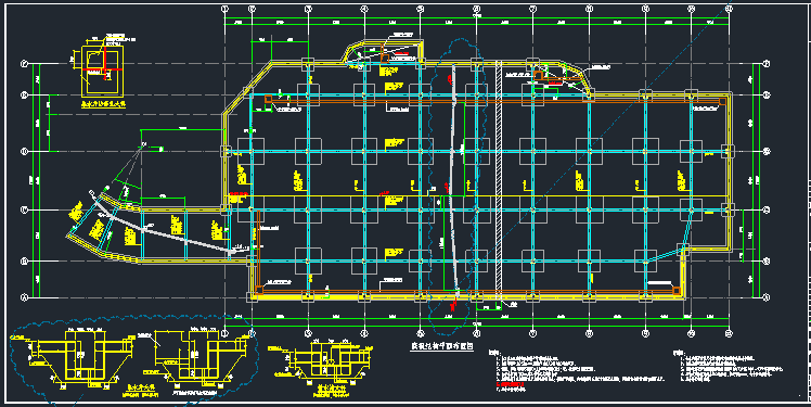 地下单层框架结构独立车库结构CAD施工图纸 - 2