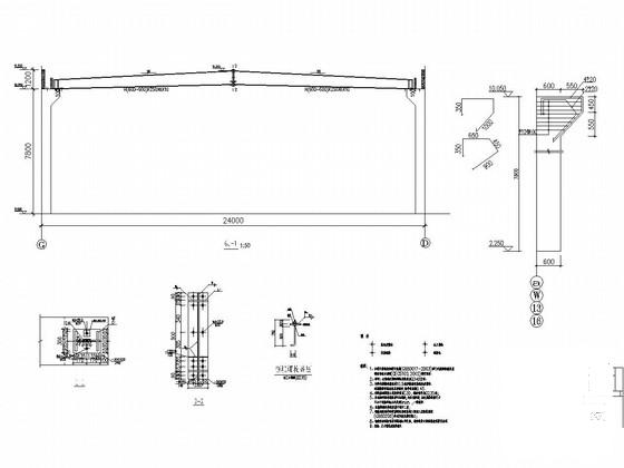 24米跨门式刚架厂房结构CAD施工图纸（独立基础） - 3
