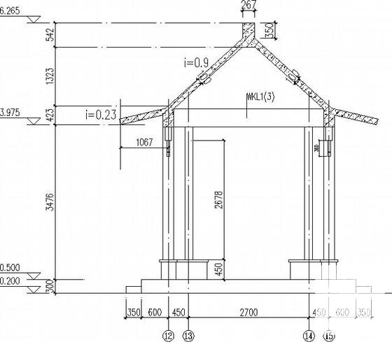 仿古四角亭及景观长廊结构CAD施工图纸(平面布置图) - 1